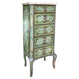 Continental Diminutive Painted Marble Top Chest.